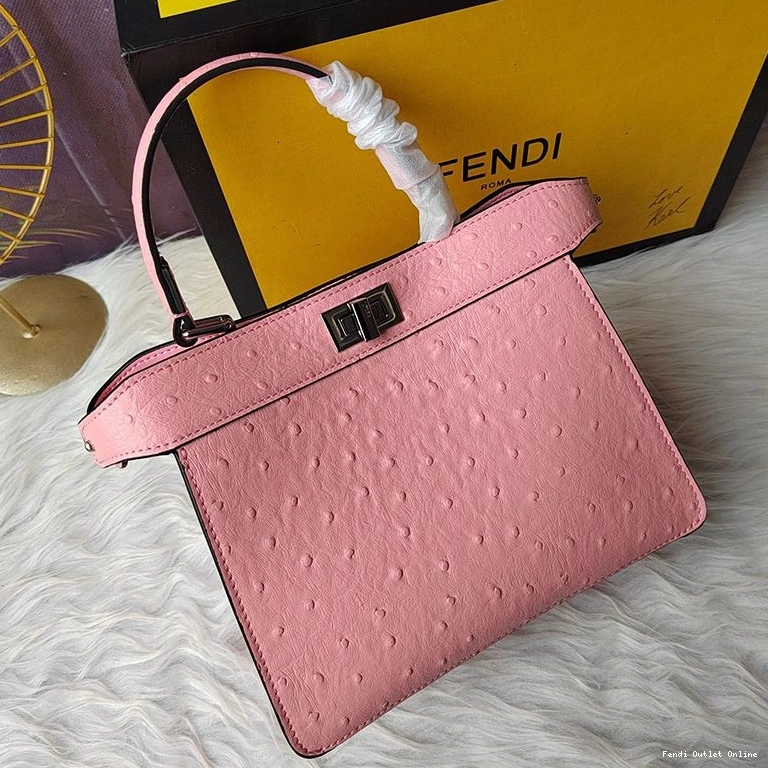 Cheap In Ostrich Fendi Bag Peekaboo Pink Leather ISeeU Petite 0707
